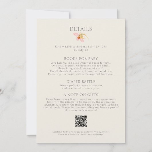 Alles in einer kleinen Wildblume Babydusche Einladung (Rückseite)