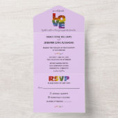 Alles in einer LIEBE Lila Hochzeit All In One Einladung (Innen Boden)
