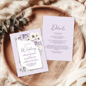 Alles in einer Lila Blumenhochzeit Einladung