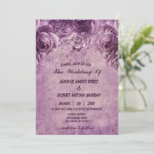Alles in einer lila Rose über künstlerischen Hinte Einladung (Stehend Vorderseite)