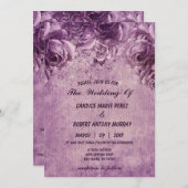 Alles in einer lila Rose über künstlerischen Hinte Einladung (Vorne/Hinten)