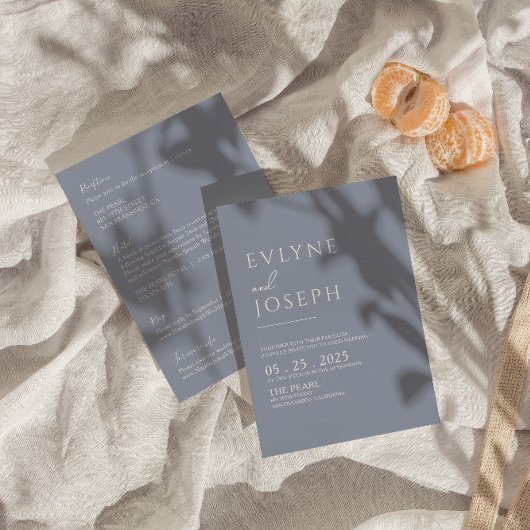 Alles in einer neutralen, stürmischen blauen Boho  Einladung