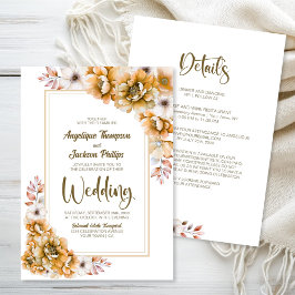 Alles in einer orangen Blumenhochzeit Einladung