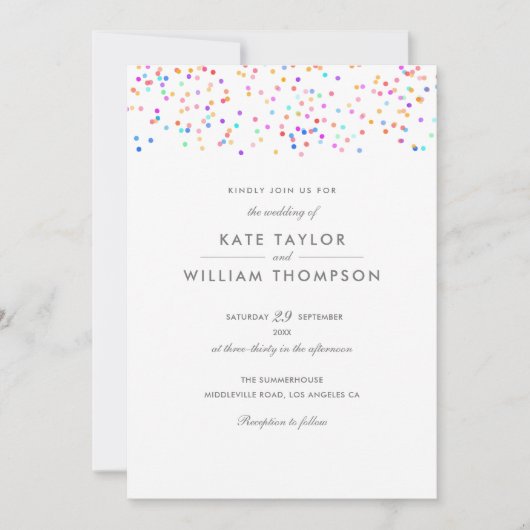 Alles in einer Rainbow-Confetti-Hochzeit Einladung (Vorderseite)