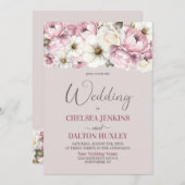 Alles in einer rosa, blühenden Hochzeit Einladung (Vorne/Hinten)