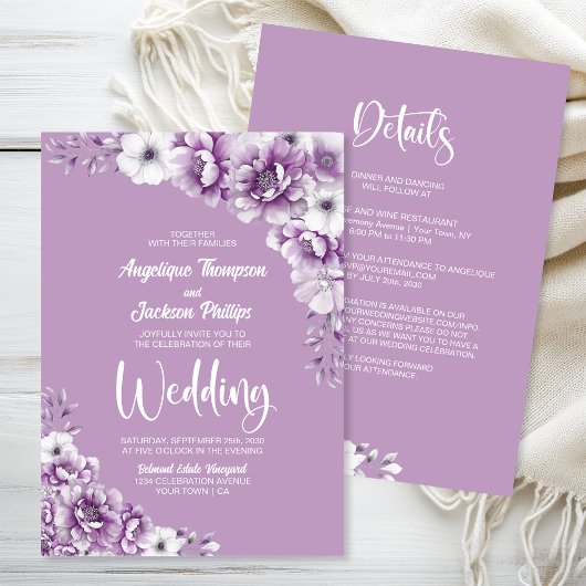 Alles in einer rosa Blumenhochzeit Einladung