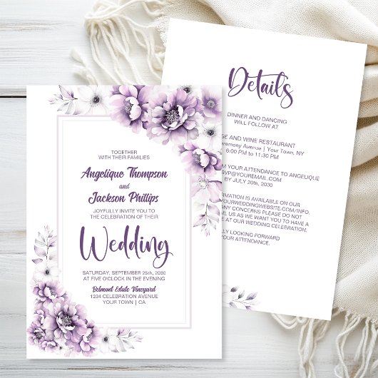 Alles in einer rosa Blumenhochzeit Einladung