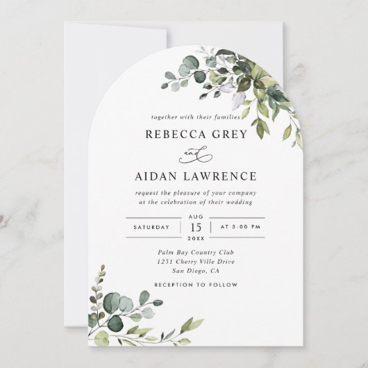 Alles in einer rustikalen Eukalyptus-Hochzeit Einladung (Vorderseite)