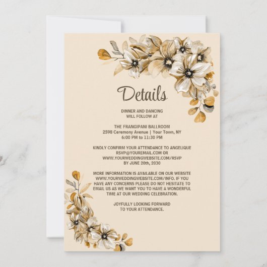 Alles in einer rustikalen Herbstblütenhochzeit Einladung (Rückseite)