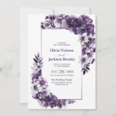 Alles in einer rustikalen Lila Blumenhochzeit Einladung (Vorderseite)