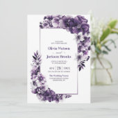 Alles in einer rustikalen Lila Blumenhochzeit Einladung (Stehend Vorderseite)