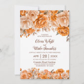 Alles in einer rustikalen orangen Blumenhochzeit Einladung (Vorderseite)