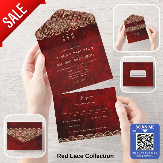 Alles in einer rustikalen Red Gold Hochzeit mit UA All In One Einladung