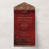 Alles in einer rustikalen Red Gold Hochzeit mit UA All In One Einladung (Innen Boden)