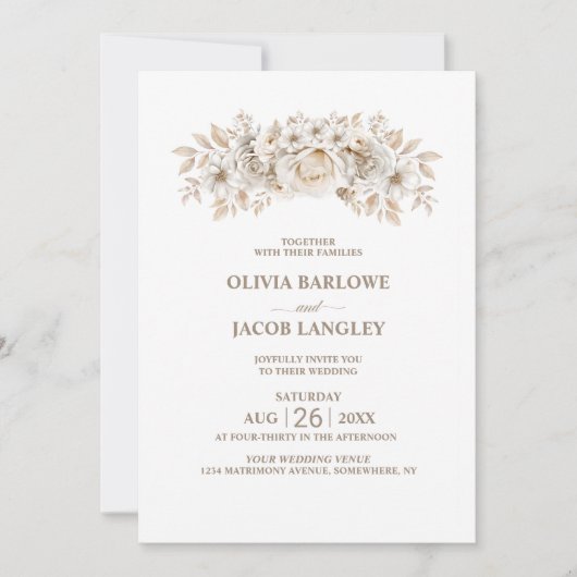 Alles in einer rustikalen Weißen Blumenhochzeit Einladung (Vorderseite)