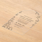 Alles in einer Schwarz-Minimal-Leaf-Hochzeit Acryleinladungen (Ablage )