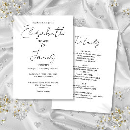 Alles in einer Schwarz-Weiß-Minimalistischen Hochz Einladung