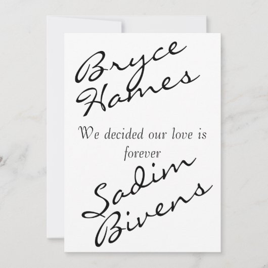 Alles in einer Schwarz-weißen Minimalistischen Hoc Einladung (Vorderseite)