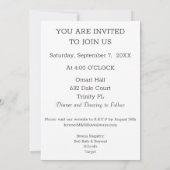 Alles in einer Schwarz-weißen Minimalistischen Hoc Einladung (Rückseite)