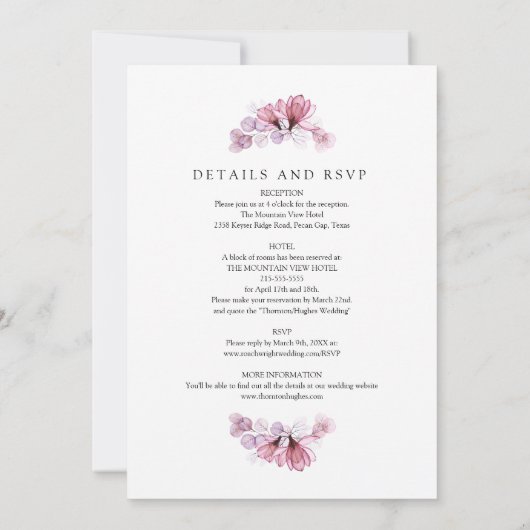 Alles in einer trostlosen Rose transparente Blumen Einladung (Rückseite)