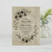 Alles in einer Vintagen Sonnenblumenhochzeit Einladung (Stehend Vorderseite)