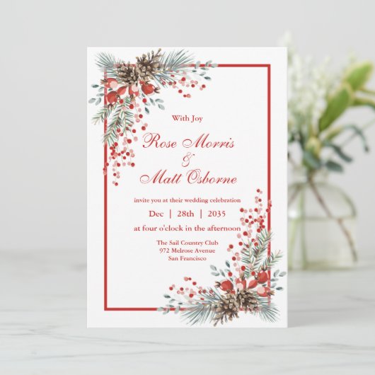 Alles in einer, Weihnachts- oder Winterhochzeit Einladung (Stehend Vorderseite)