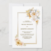 Alles in einer weißen Goldblumenhochzeit Einladung (Vorderseite)