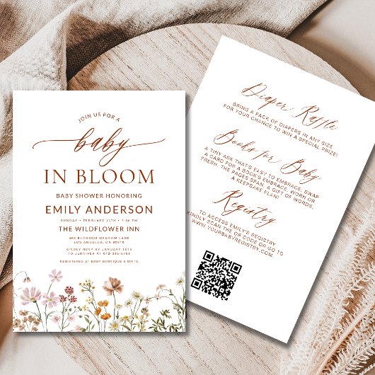 Alles in einer Wildblume Baby in Blütendusche Einladung