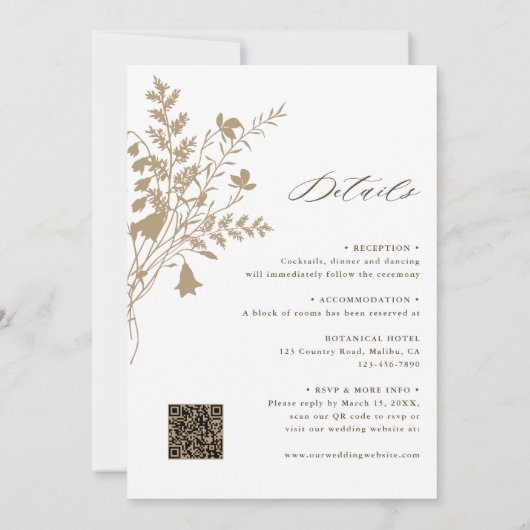 Alles in einer Wildblume Rahmen Hochzeitsschuh Tan Einladung (Rückseite)