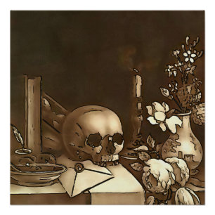Alles in Eitelkeit Schwarz Umriss Kunst Poster