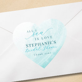 Alles in Meer ist Liebe Aquamarin Ocean Beach Brau Herz-Aufkleber