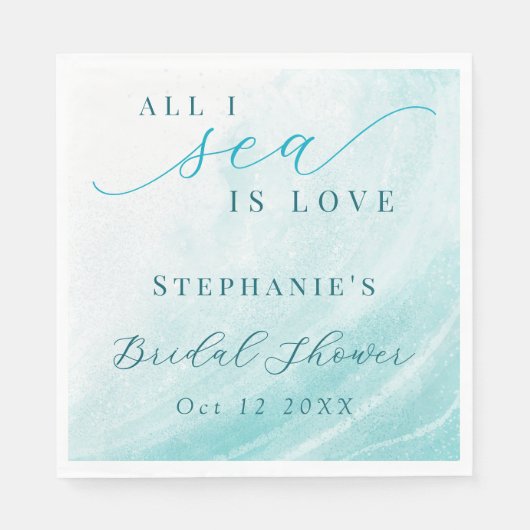 Alles in Meer ist Liebe Aquamarin Ocean Beach Brau Serviette (Vorderseite)