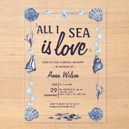 Alles in Meer ist Liebe Brautparty Aquarellmeere Acryleinladungen
