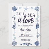 Alles in Meer ist Liebe Brautparty Aquarellmeere Einladung (Vorderseite)
