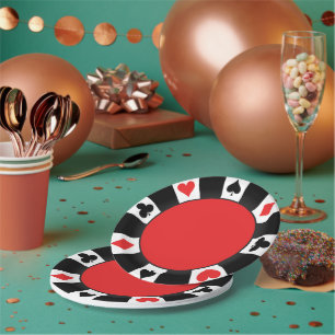 Alles in Rot & Schwarz Casino-Party Pappteller