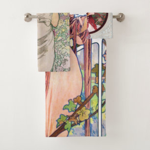 Alles ist Alphonse Mucha Badhandtuch Set