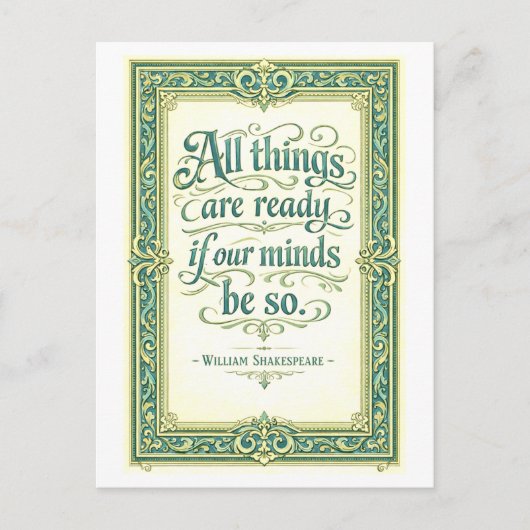 "Alles ist bereit" Shakespeare Postkarte (Vorderseite)