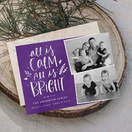 Alles ist Calm All ist hell Lila 2 Foto Feiertagskarte