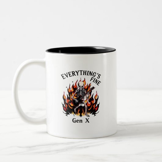Alles ist eine gute Gen X-Tasse Zweifarbige Tasse (Links)