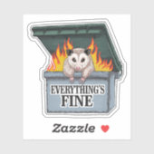 Alles ist feines Opossum Dumpster Feuerbrand Vinyl Aufkleber (Blatt)
