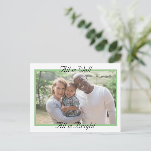 Alles ist gut, alles ist hell Foto Weihnachten Postkarte (Stehend Vorderseite)