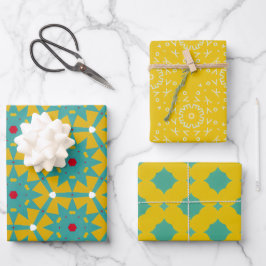 Alles ist hell gelb & blau geschenkpapier set