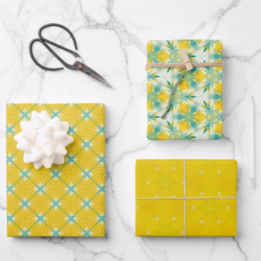 Alles ist helle Sammlung Zesty Yellow Citrus Burst Geschenkpapier Set (Vorderseite)