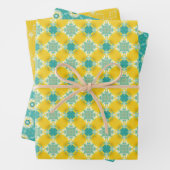 Alles ist hellgelb und blau gefeiert. geschenkpapier set (Beispiel)