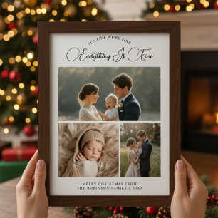 Alles ist in Ordnung Cozy 3 Familienfotokarte Feiertagskarte