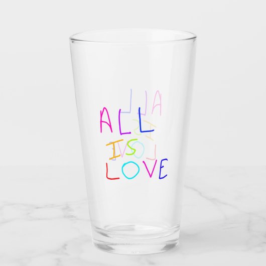 Alles ist Liebe Regenbogen farbenfroher Stolz LGBT Glas (Vorderseite)
