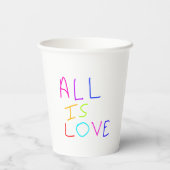 Alles ist Liebe Regenbogen farbenfroher Stolz LGBT Pappbecher (Rückseite)