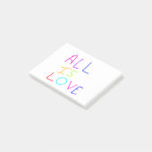 Alles ist Liebe Regenbogen farbenfroher Stolz LGBT Post-it Klebezettel (angewinkelt)
