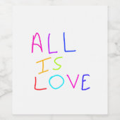 Alles ist Liebe Regenbogen farbenfroher Stolz LGBT Weinetikett (Einzelnes Label)