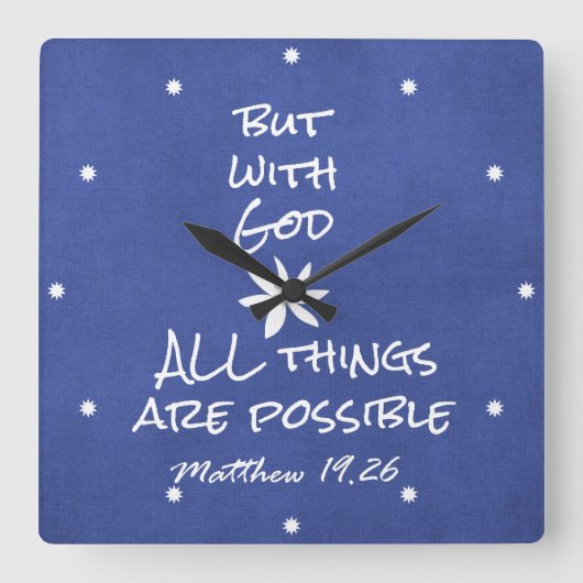 Alles ist möglich Bibelverse Quadratische Wanduhr (Vorderseite)